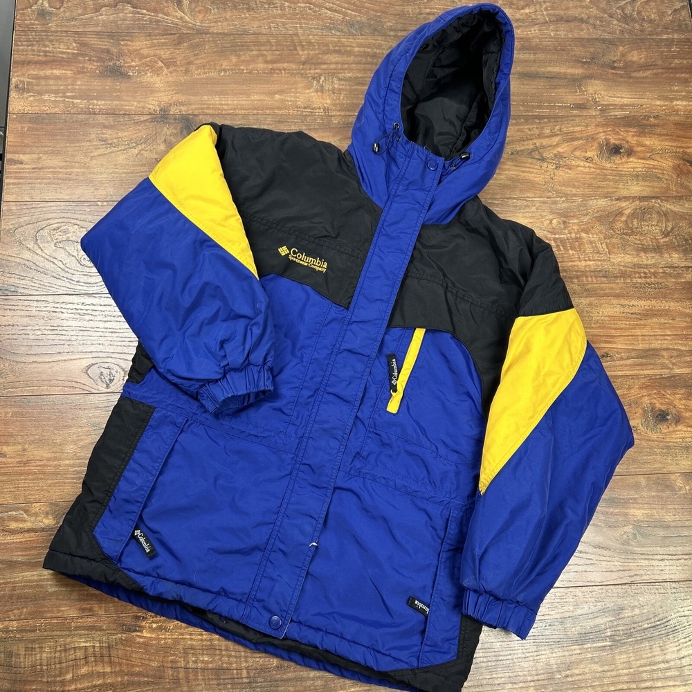 Columbia Sportswear Company Women Winter Coat Large Blue‎ Yellow Black Jacket